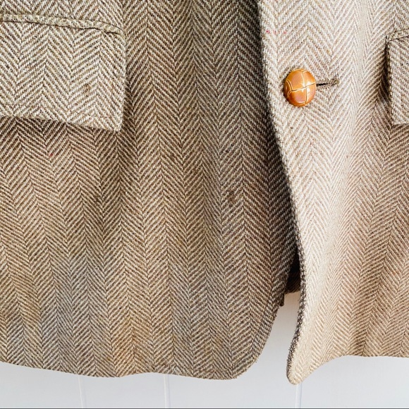 Vintage Wool Herringbone Elbow Padded Blazer - Picture 5 of 8